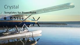  Presentation with alaska airplane - Slides consisting of wild frontier - airplane on alaska background and a cool aqua colored foreground