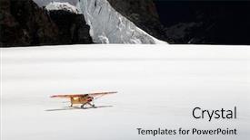  Presentation with glacier - PPT theme featuring airplane on aletsch glacier berner oberland switzerland background and a light gray colored foreground