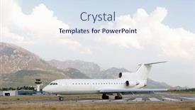 Presentation with airplane - Colorful PPT theme enhanced with airplane-on-the-airstrip backdrop and a sky blue colored foreground