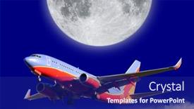  Presentation with atmosphere - Colorful PPT theme enhanced with airplane-on-the-atmosphere-border backdrop and a navy blue colored foreground