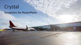  Presentation with runway - Colorful presentation theme enhanced with airplane on wet runway backdrop and a light blue colored foreground