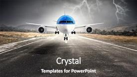  Presentation with runway - Slide deck featuring airplane over runway mixed media background and a dark gray colored foreground