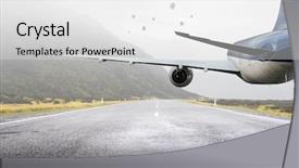  Presentation with runway - Amazing PPT theme having airplane over runway mixed media backdrop and a white colored foreground