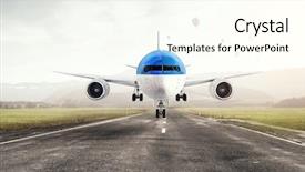  Presentation with runway - Beautiful PPT theme featuring airplane over runway mixed media backdrop and a cream colored foreground