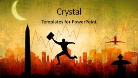  Presentation with shares - PPT theme having airplane paint - crescent moon against stocks background and a gold colored foreground