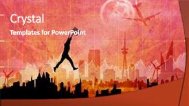  Presentation with shares - Colorful presentation design enhanced with airplane paint - full moon against stocks backdrop and a  colored foreground