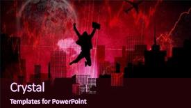  Presentation with shares - Presentation theme enhanced with airplane paint - full moon against stocks background and a  colored foreground