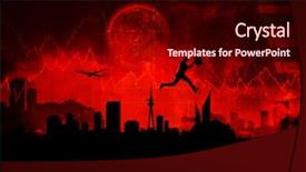  Presentation with fantasy full moon in night - Colorful presentation design enhanced with airplane paint - full moon against stocks backdrop and a wine colored foreground