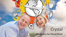  Presentation with blue green - Cool new PPT theme with airplane paint - mature couple lying and smiling backdrop and a  colored foreground