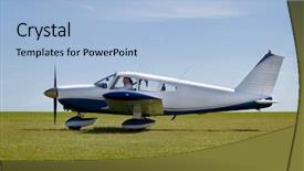  Presentation with runway - Audience pleasing theme consisting of airfield lighting - light aircraft taxiing backdrop and a light blue colored foreground