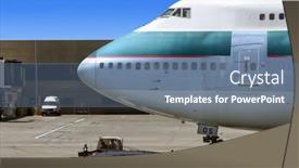  Presentation with departure - Slides consisting of airplane ready for departure background and a ocean colored foreground