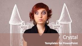  Presentation with jet - Slide deck featuring airplane satellite - cute young girl with jet background and a coral colored foreground