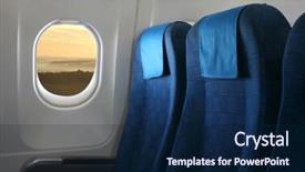 Presentation with airplane wing through airplane window - Amazing theme having airplane seat and window inside backdrop and a  colored foreground