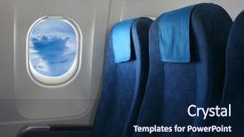  Presentation with aircraft - Colorful PPT layouts enhanced with airplane seat and window inside backdrop and a navy blue colored foreground