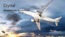  Presentation with jet plane - Slide deck with international airport aerial view - airplane transportation jet air plane background and a light blue colored foreground