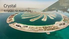  Presentation with dubai palm - Audience pleasing PPT theme consisting of design plane - aerial view from airplane window backdrop and a soft green colored foreground