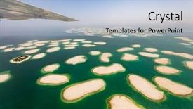  Presentation with dubai palm - Presentation design consisting of emirates plane - aerial view from small airplane background and a light blue colored foreground