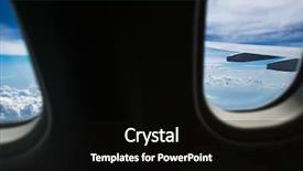  Presentation with airplane wing through airplane window - Presentation theme having airplane window with blue sky background and a black colored foreground