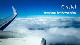  Presentation with blue sky - Presentation theme featuring airplane wing flying over fluffy background and a teal colored foreground