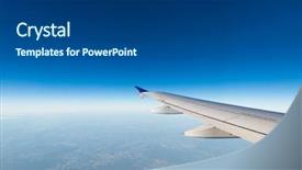  Presentation with airplane - Audience pleasing PPT layouts consisting of airplane wing out of window backdrop and a dark gray colored foreground