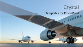  Presentation with airport - Beautiful PPT theme featuring airplanes-at-the-empty-airport backdrop and a light blue colored foreground