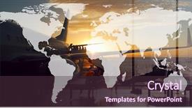  Presentation with queue - Cool new presentation theme with airport and traveling the world backdrop and a tawny brown colored foreground