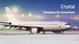  Presentation with winter weather - Colorful slides enhanced with deicing - airport and white aircraft backdrop and a ocean colored foreground