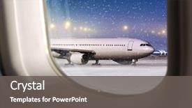  Presentation with airport - PPT layouts having airport and white aircraft background and a gray colored foreground