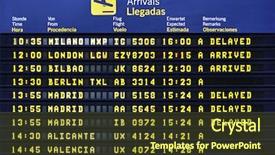  Presentation with departure - Colorful PPT theme enhanced with airport arrival board backdrop and a tawny brown colored foreground