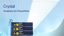  Presentation with roof - Beautiful PPT layouts featuring airport boards on white roof backdrop and a sky blue colored foreground