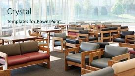  Presentation with anchorage metropolitan area - PPT theme with airport cafe - empty resting area background and a sky blue colored foreground