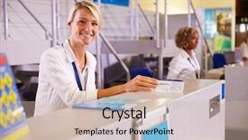  Presentation with staff - Slide deck consisting of staff at airport check background and a soft green colored foreground