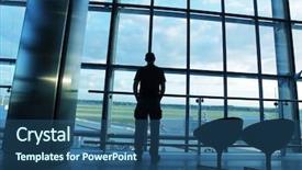  Presentation with airport construction - Colorful slide deck enhanced with airport construction backdrop and a ocean colored foreground