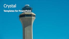  Presentation with control tower - PPT layouts enhanced with airport control tower against blue background and a teal colored foreground