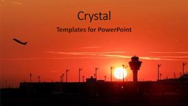  Presentation with control tower - Cool new PPT theme with airport control tower and airplane backdrop and a red colored foreground