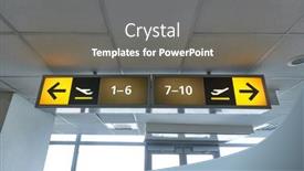  Presentation with departure - Beautiful theme featuring airport-departure-gate-numbers backdrop and a gray colored foreground