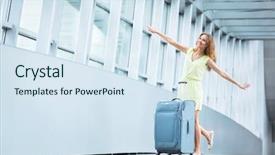  Presentation with group of three young girl - Theme having airport express - attractive young girl background and a  colored foreground