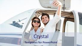  Presentation with cabin - PPT theme consisting of airport express - happy smiling couple making selfie background and a lemonade colored foreground