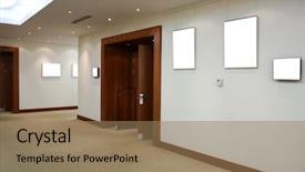  Presentation with modern - Slides featuring airport hotel - modern hall with white placards background and a coral colored foreground