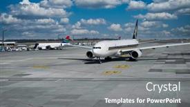  Presentation with airport runway - Slide set having airport-in-johannesburg-south-africa background and a gray colored foreground