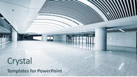  Presentation with infrastructure - PPT theme consisting of airport infrastructure - empty floor in public building background and a  colored foreground