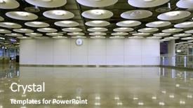  Presentation with light golden lights - PPT theme with airport interior and lights perspective background and a  colored foreground