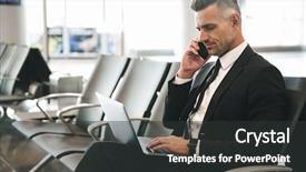  Presentation with lobby - Cool new PPT theme with airport lobby with laptop computer backdrop and a dark gray colored foreground