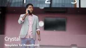  Presentation with airport lounge - PPT theme with airport lounge before departure background and a gray colored foreground