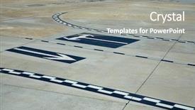  Presentation with road signs - Beautiful PPT theme featuring airport road floor signs painted backdrop and a  colored foreground