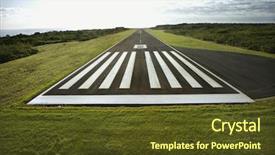  Presentation with maui - Colorful presentation theme enhanced with airport runway - aerial view of airplane landing backdrop and a tawny brown colored foreground