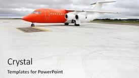  Presentation with airport runway - PPT layouts with airport runway - picture of an orange business background and a white colored foreground