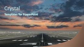  Presentation with airport runway - Amazing PPT theme having airport-runway-with-beautiful-cloudy backdrop and a ocean colored foreground