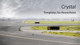  Presentation with airport runway - Beautiful presentation featuring airport runway with storm clouds backdrop and a light gray colored foreground