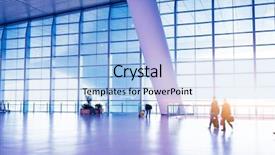  Presentation with rail - Amazing PPT theme having airport rush - passenger in high speed rail backdrop and a light blue colored foreground